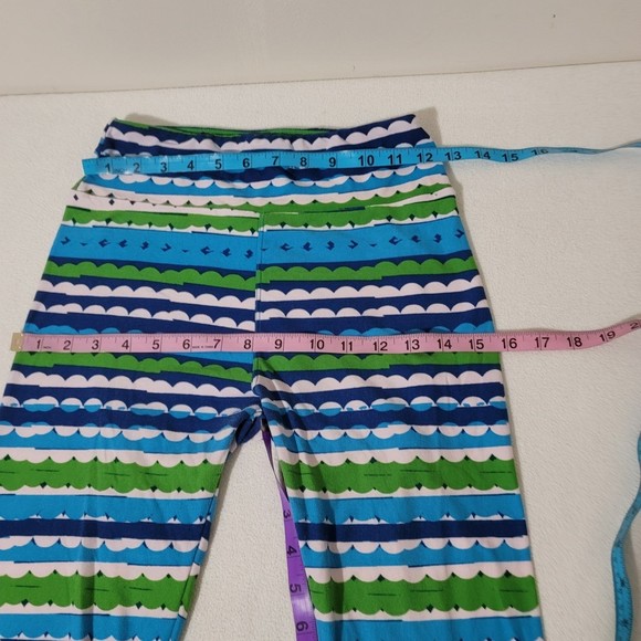 OS lularoe Leggings striped scallop blue green white - Picture 5 of 11